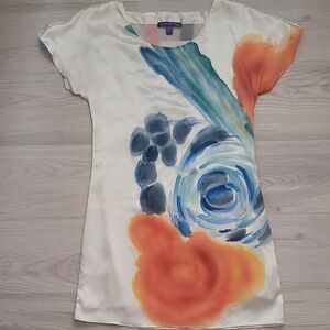 NICOLA Artistic Swirl Top in Blue and Orange